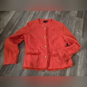 Talbots Coral Tweed Jacket Wool Coral Red Orange Dopamine Blazer L